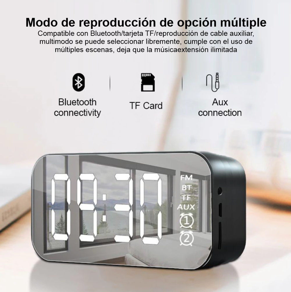 Speaker Radio Reloj Despertador Digital Led Bluetooth Fm K10