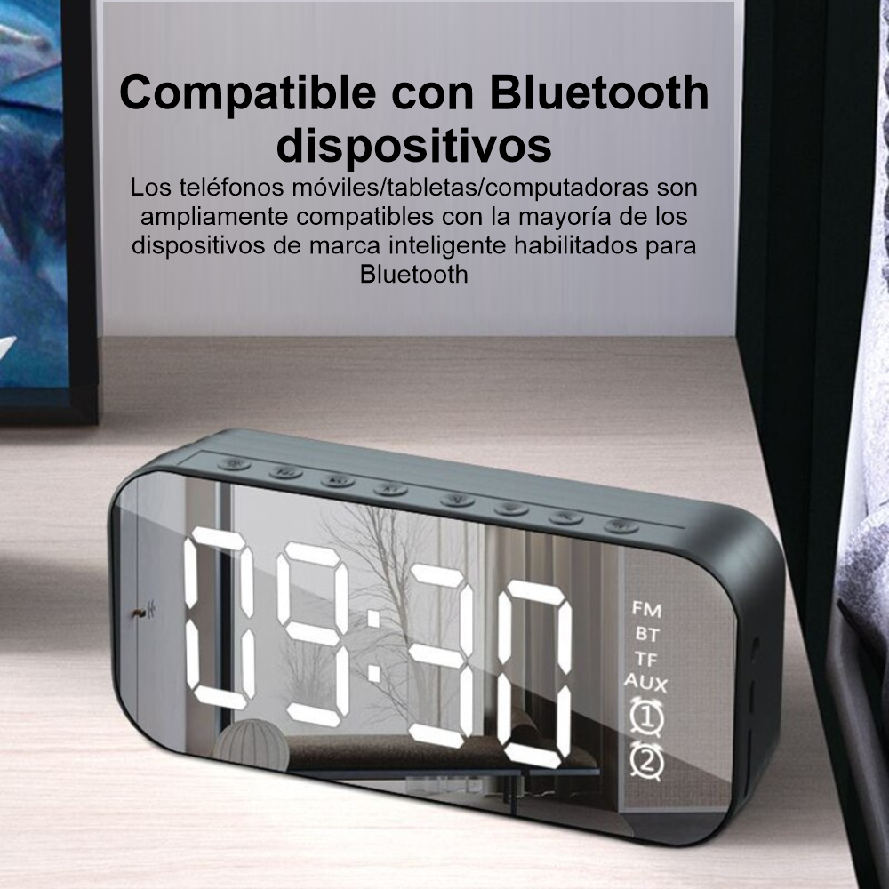 Speaker Radio Reloj Despertador Digital Led Bluetooth Fm K10